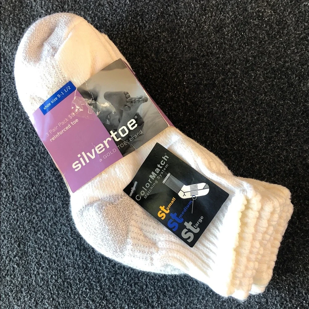 GAP Kids Varsity Athletic Crew White Gray Socks 3-Pair Set Size L (Shoe Sz 3-4)